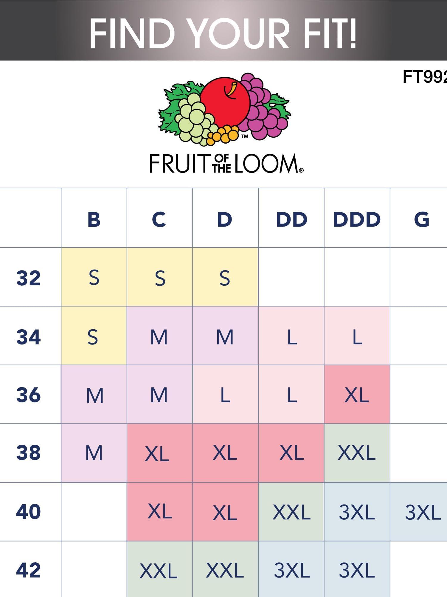 Fruit of the Loom Fruit of the Loom Women's Medium Impact Sports Bras Supports Without Padding, Black Hue/Black Hue