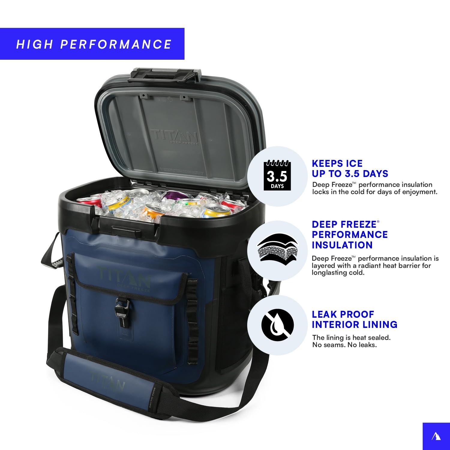 Arctic Zone Arctic Zone Titan Deep Freeze Cooler - 36 Can Zipperless Welded Cooler with Deep Freeze Insulation, Microban, HardBody Liner with SmartShelf - Cold Front Blue