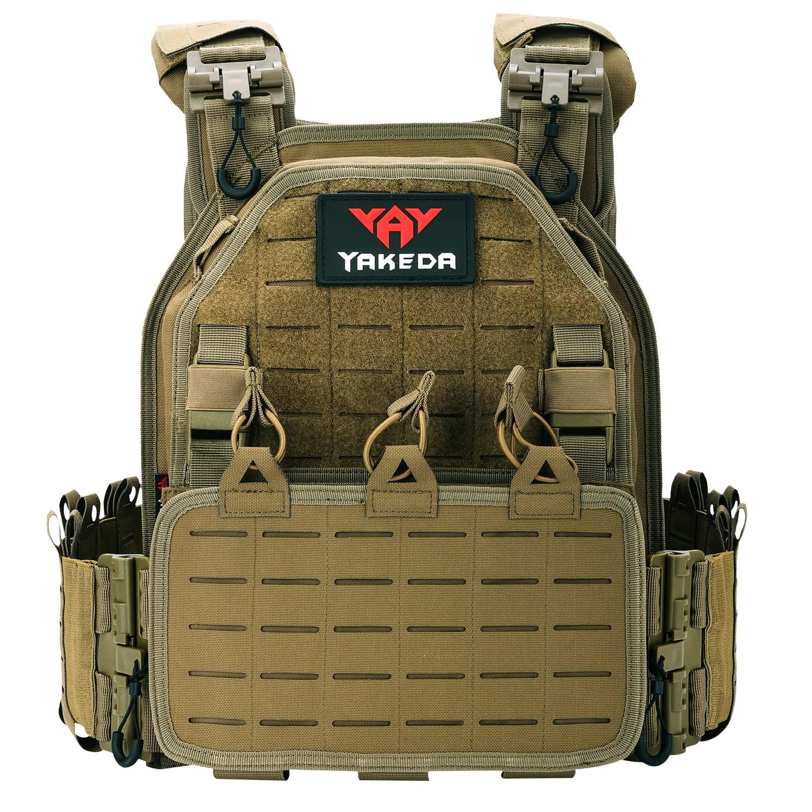vAv YAKEDA YAKEDA Tactical Vest for Men1000D Nylon Quick Release Laser-Cutting Modular Vest Lightweight Vest (Mud Color)
