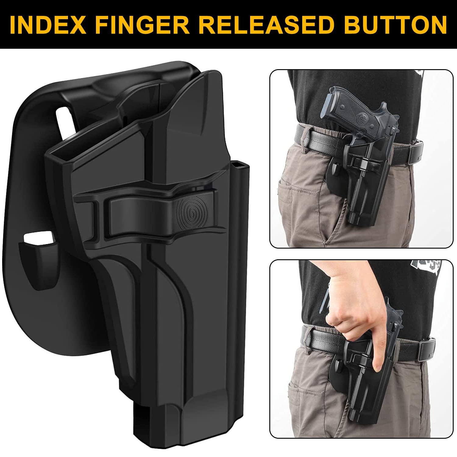 HQDA HQDA Beretta 92fs Holster Fit 92 92FS M9 M922 Holster, OWB Holster Tactical Outside Waistband Paddle Holster Holder,Right-Handed Black