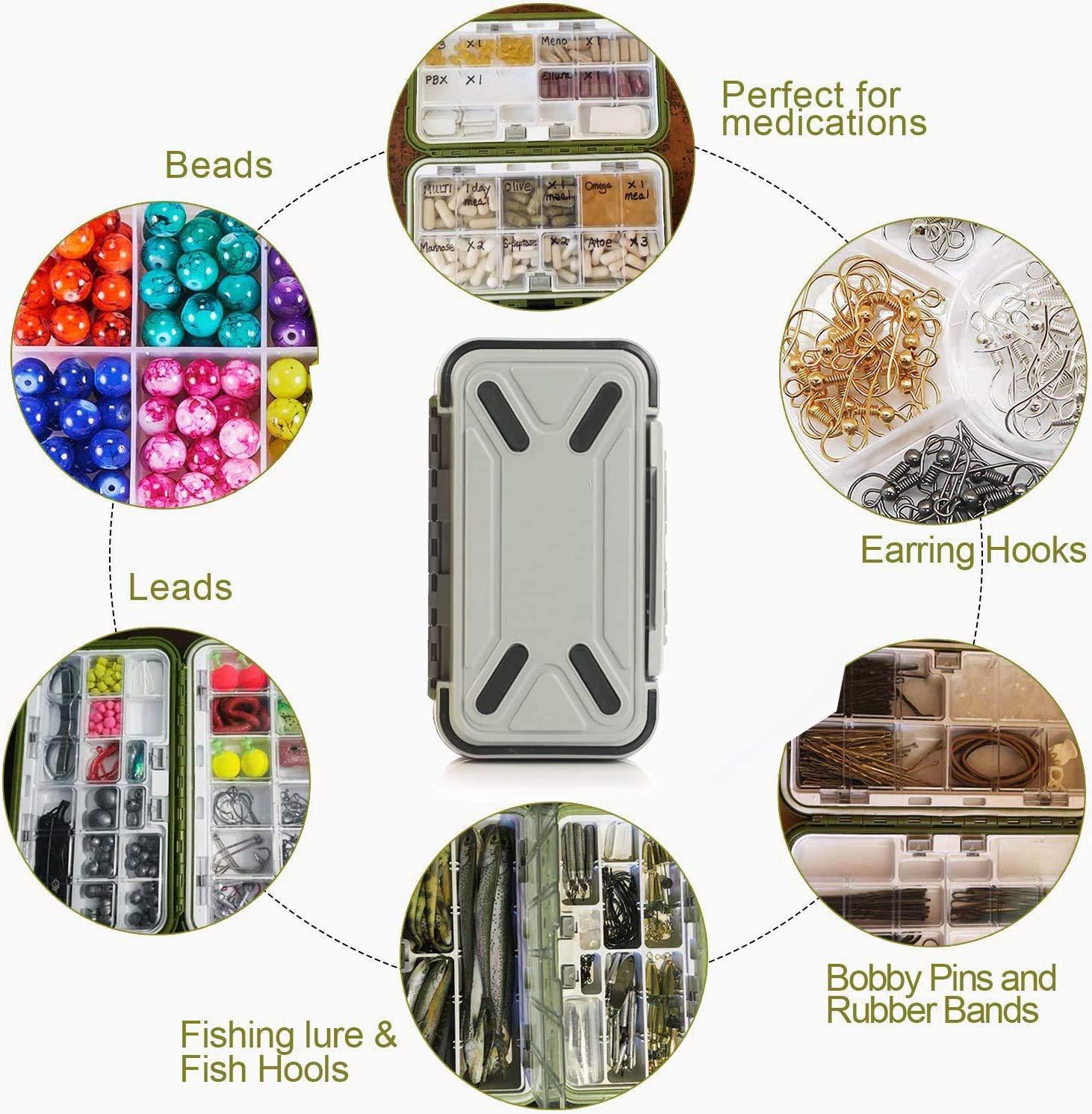 LESOVI LESOVI Fishing Lure Boxes, Waterproof Portable Tackle Box Organizer with Storing Tackle Set Plastic Storage - Mini Utility Lures Fishing Box, Small Organizer Box Containers for Trout, Jewelry, Bead