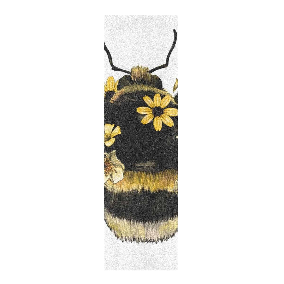 Hupery Hupery Fluffy Bumblebee Skateboard Grip Tape Longboard Griptape Waterproof Grip Tape Sheet Sticker Deck Sandpaper Griptape 33.1x 9.1 inch