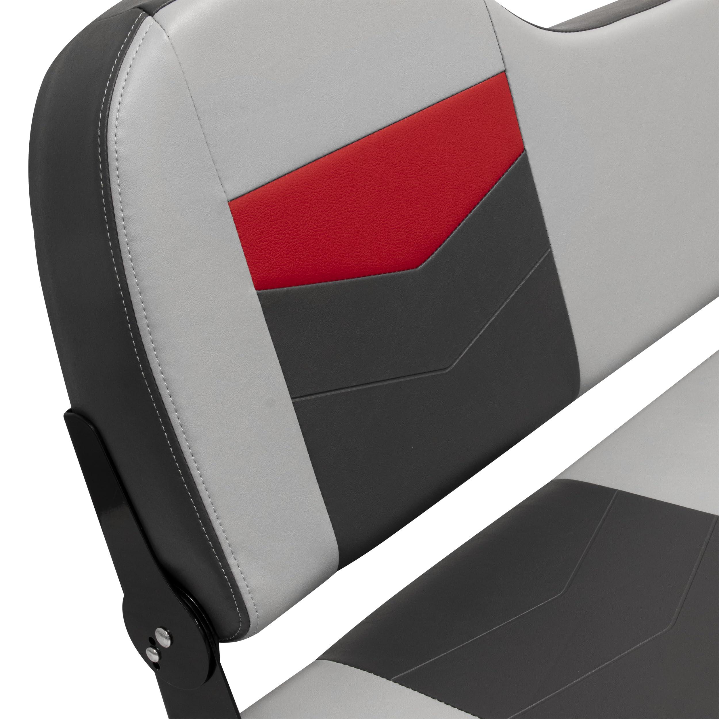 Wise Wise 3348-1881 Pro Angler Tour Series Bass Boat 48\" Fold Down Bench Seat, Marble/Regal Red/Charcoal