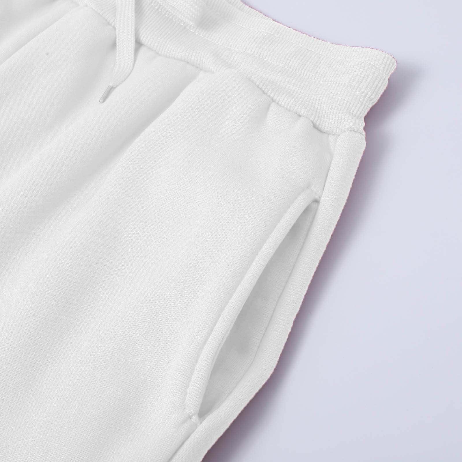 SAMST Men's Track Suits 2 Piece Set Active Jogging Suits Hooded Sweatshirt & Shorts Sweatsuits Casual Lightweight Outfits(White,L)