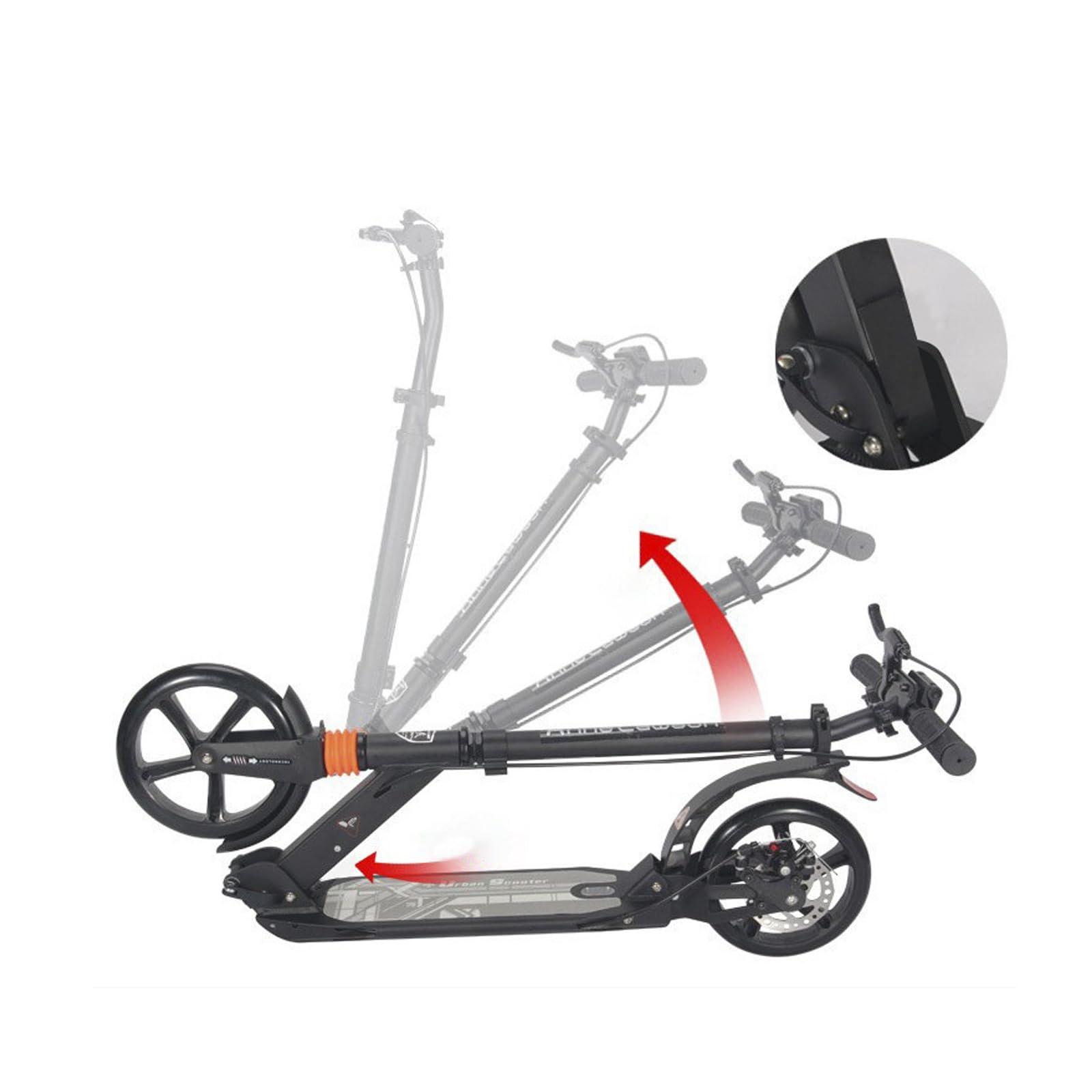 GLDDFDG GLDDFDG Foldable Kick Scooter Adult,Adjustable Height, Anti-Slip Rubber Grips,Extra-Wide Deck,Dual-Brake System,Lightweight Durable Aluminum Alloy Frame Scooter for Riders Up to 220 Lbs,Black