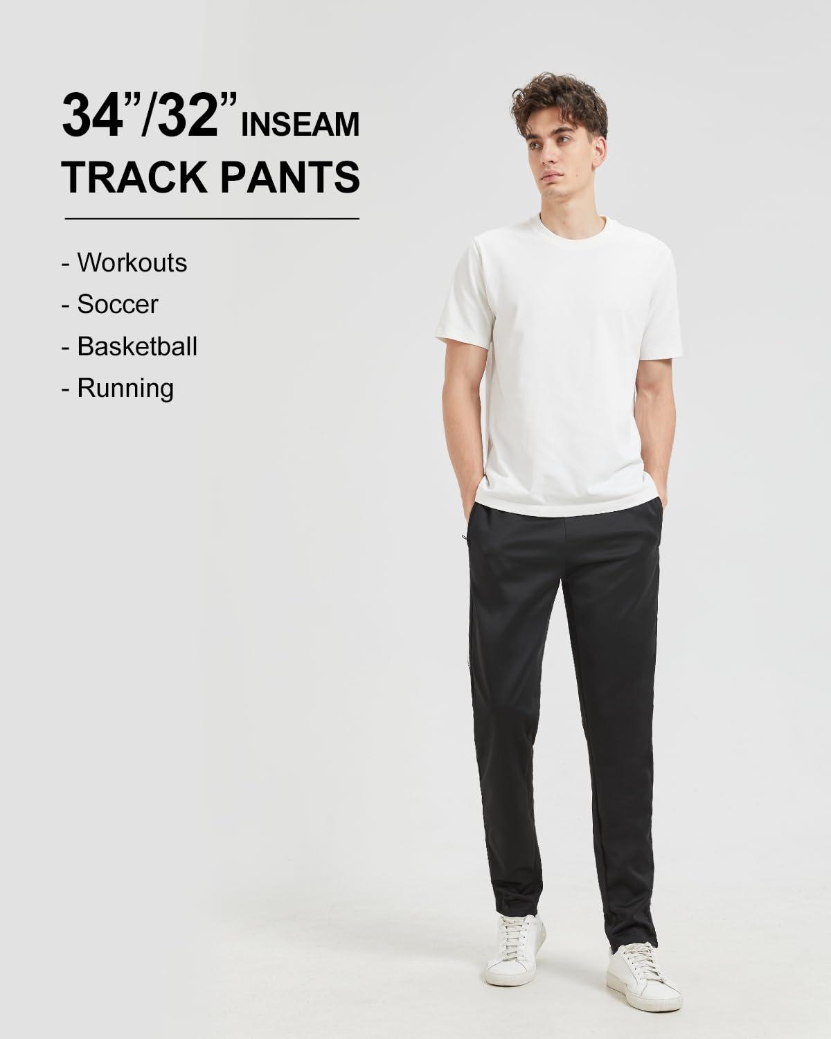 Zylioo Zylioo Tall Joggers for Men, Extra Long Inseam Sweatpants with 1-Side Stripe, Breathable Knit Fabric and Secure Zipper Pockets Black