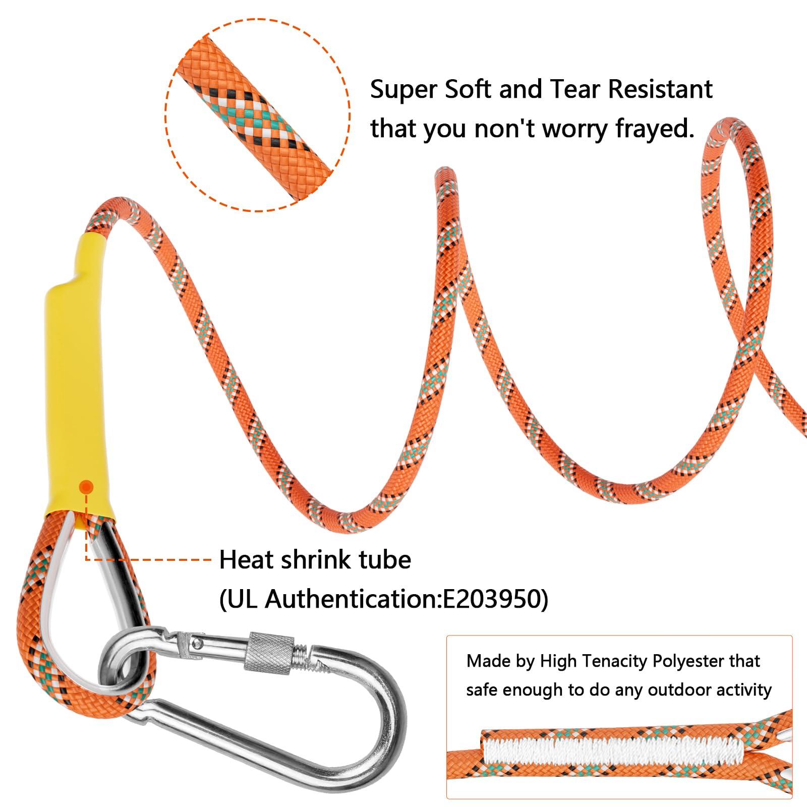 X XBEN X XBEN Outdoor Climbing Rope 10M (32ft) Rock Climbing Rope, Escape Rope Climbing Equipment Fire Rescue Parachute Rope (32 Foot) - Orange