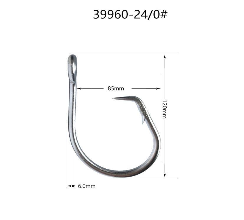 Cuoyuqie Cuoyuwie 20pcs Tuna Circle Hook Stainless Steel Saltwater Fishing Hooks Big Game 10/0-24/0 (10/0 20pcs)