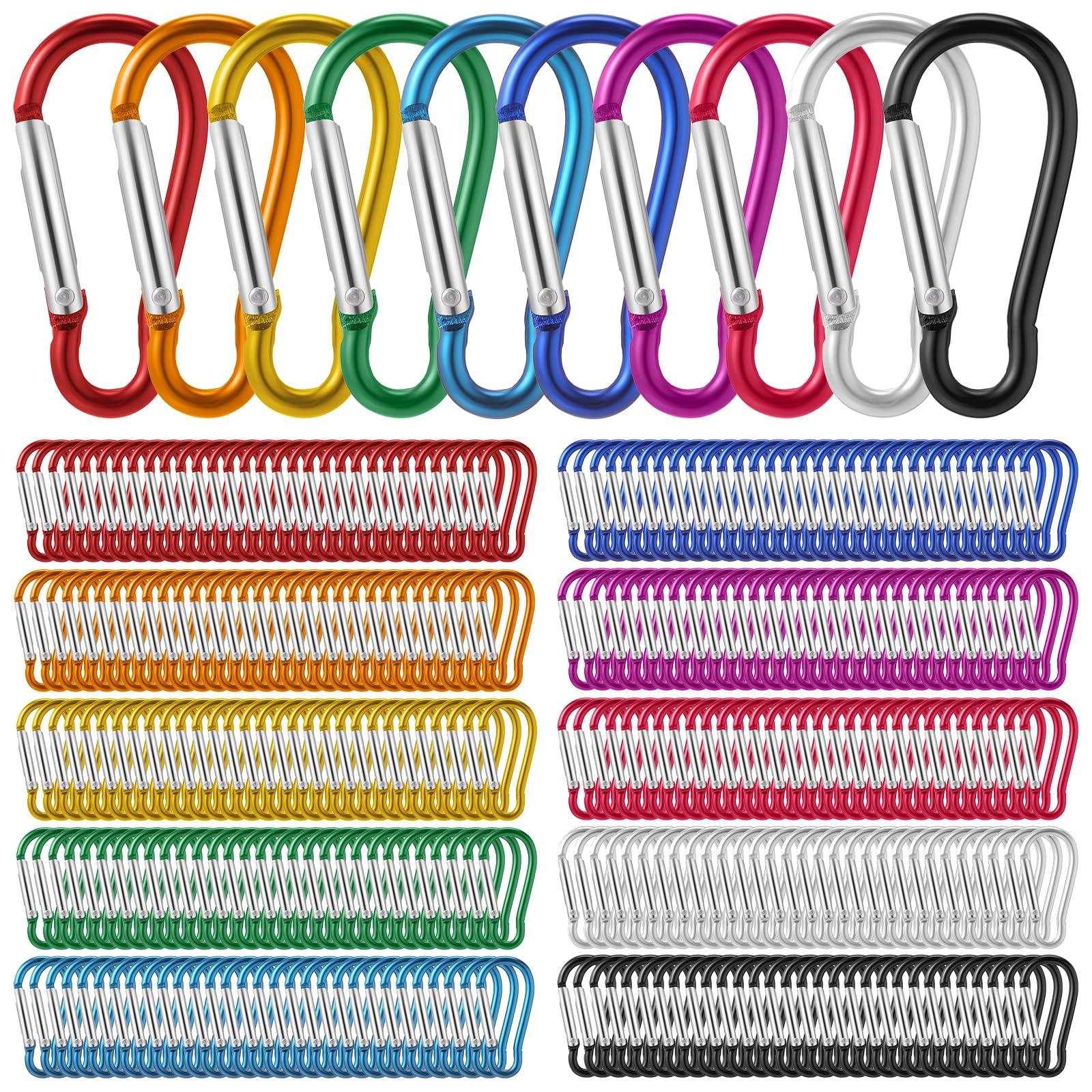 Yaocom Yaocom 300 Pcs 2\" Carabiner Bulk Spring Snap Hooks Bulk Aluminum Alloy Clip Keychain for Hanging Camping Hiking Traveling Fishing Outdoor Activities(Colorful)