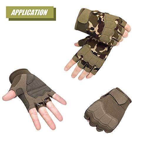 HYCOPROT HYCOPROT Fingerless Tactical Gloves, Protective Breathable Lightweight Outdoor Gloves for Hunting, Motorcycling, Climbing (M, Yellow)