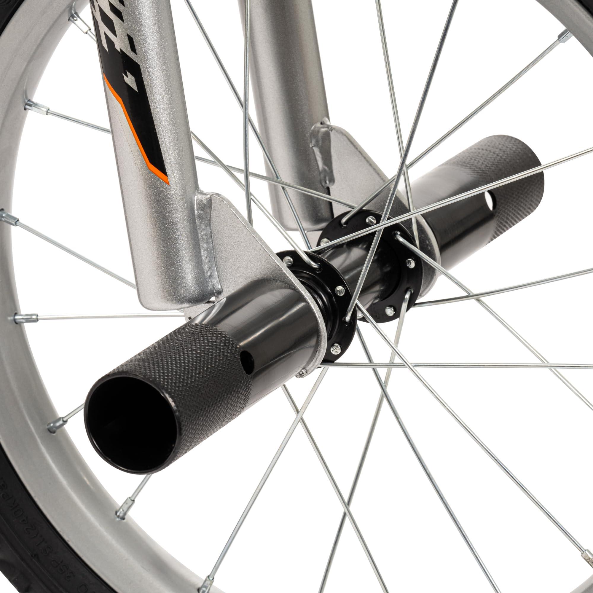 Huffy Huffy ZRX 16\" Kids Bike, Ideal for Ages 3 to 5 Years Old, Front Pegs, BMX Style Handlebar, Quick Connect Assembly, Designed for Growth, Durable Steel Frame, Enclosed Chain Guard, Silver