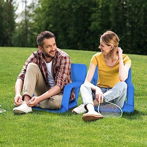 LEMY LEMY 5 Reclining Positions Adjustable Stadium Seat for Bleachers Portable Water Resistant Stadium Chair with Back/Arms/Cushion for Outdoor or Indoor(2 PCS, Blue)