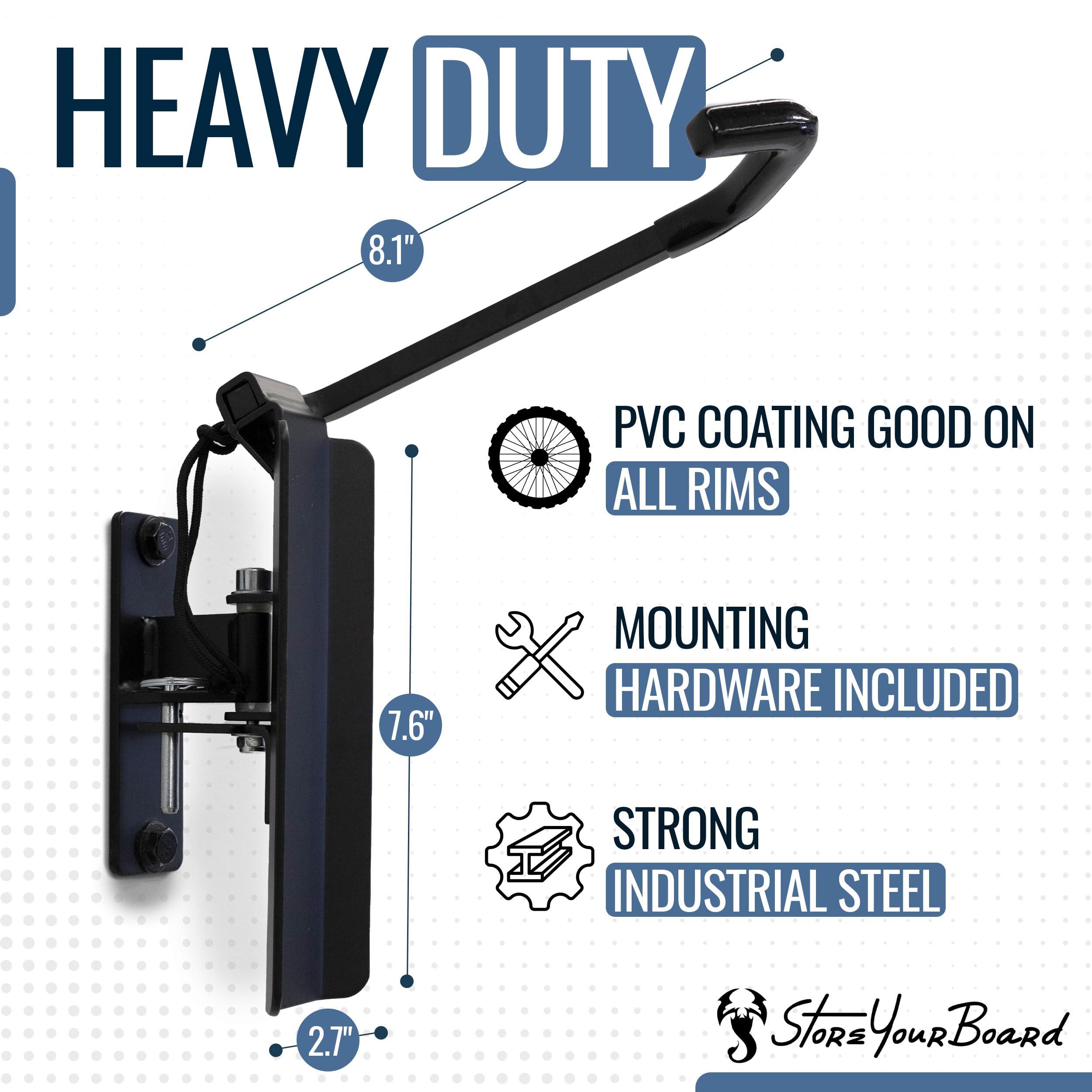 StoreYourBoard StoreYourBoard Swivel Bike Rack Garage, 4 Pack Wall Mount, Bike Storage Hooks, Space Saving Hangers