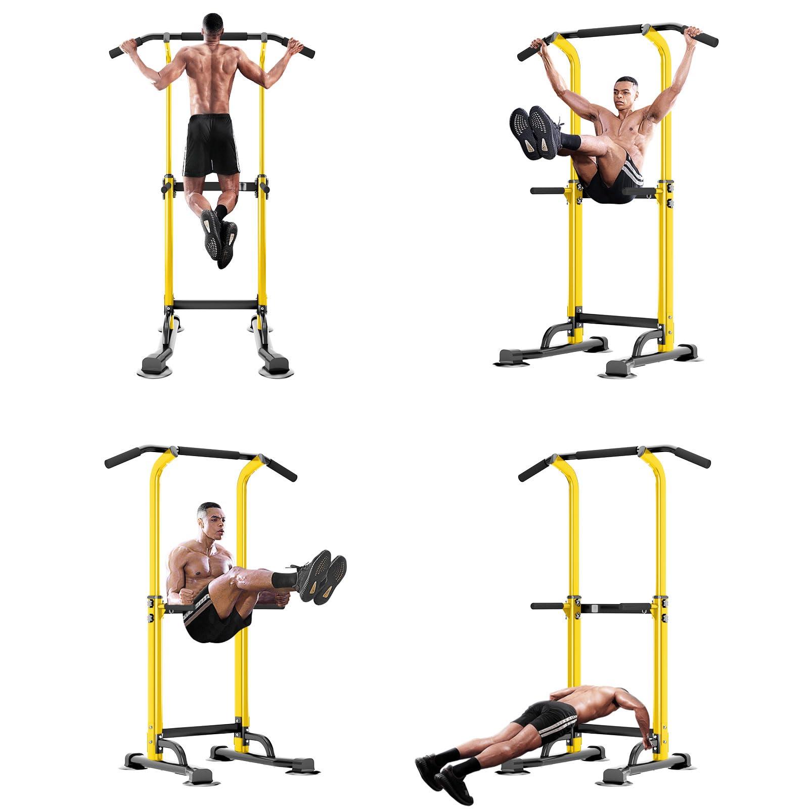 SogesPower SogesPower Power Tower Dip Station Pull Up Bar for Home Gym Adjustable Height Strength Training Workout Equipment,Yellow