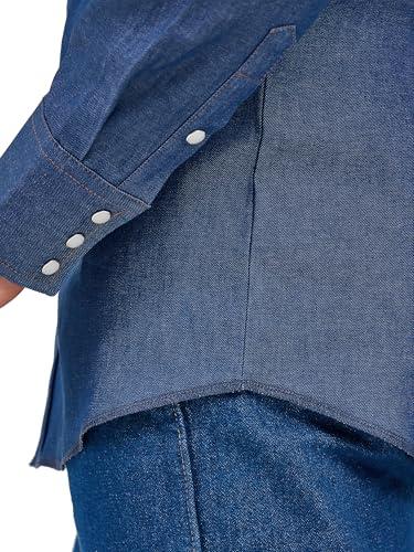 Wrangler Wrangler mens Cowboy Cut Western Long Sleeve Snap Work Firm Finish button down shirts, Indigo Denim, 16 Neck 33 Sleeve US