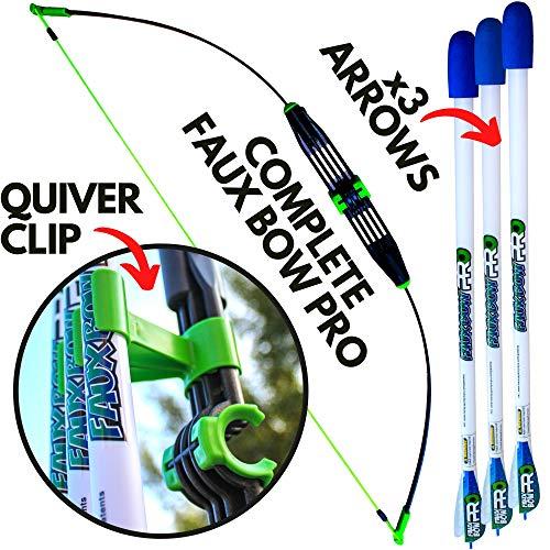 FAUX BOW Original FAUX BOW Pro Longbow– Patented Bow and Arrow Impact Archery Set - Shoots Over 200 Feet – Best Outdoor Toy - Youth Safe Archery Anywhere - Fun Backyard Target Practice
