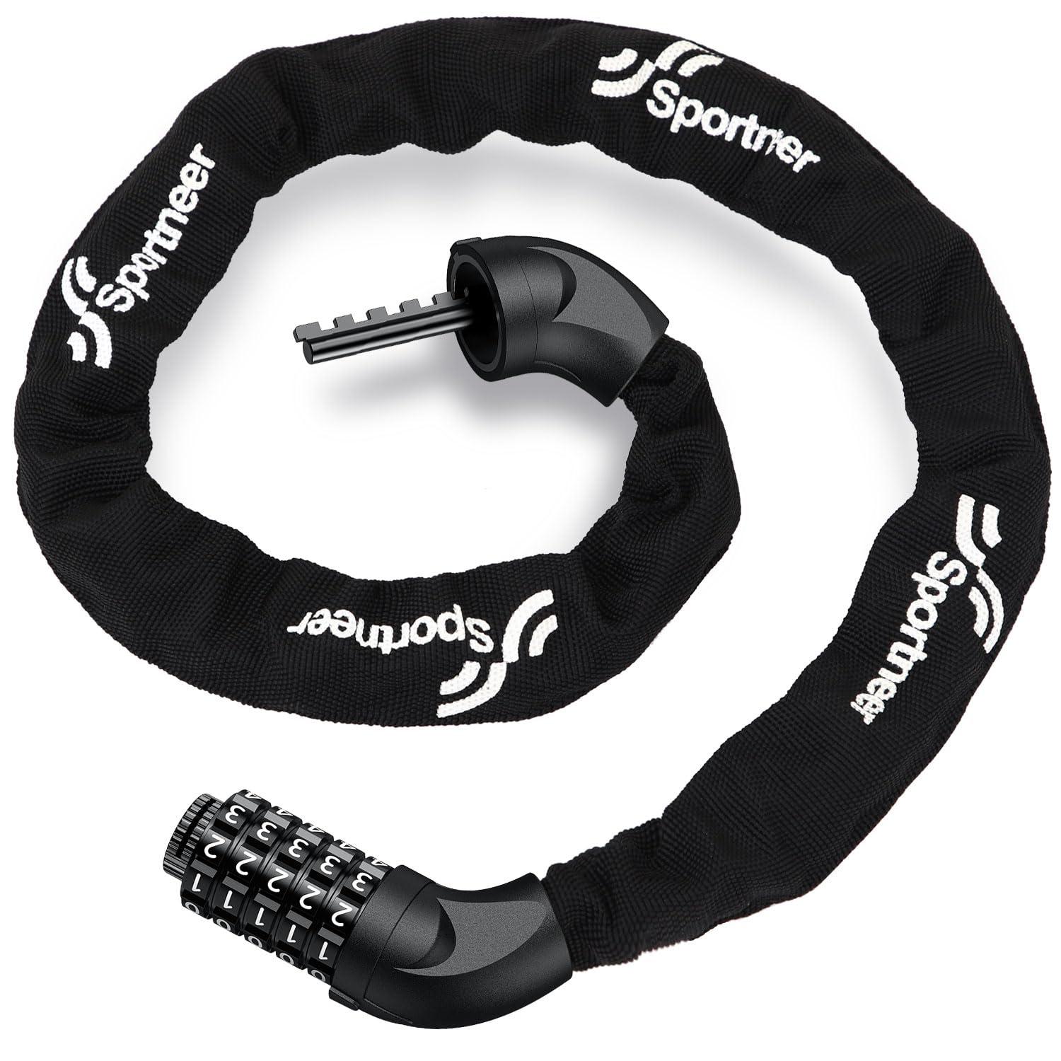 Sportneer Sportneer Bike Chain Lock Heavy Duty, Bicycle Lock with 5 Digit Combination Heavy Duty Anti Theft Keyless Security Bike Locks for Bicycle, Electric Bike, Scooter, Motorcycle, Door, Gate and Fence
