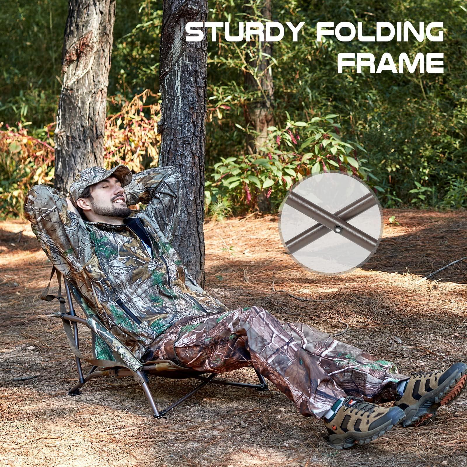 TR TR Low Camping Chair,Turkey Chairs for Hunting Lightweight Heavy Duty,Low Chair with Carry Bag for Outdoor Camping Travel (Camo 2)