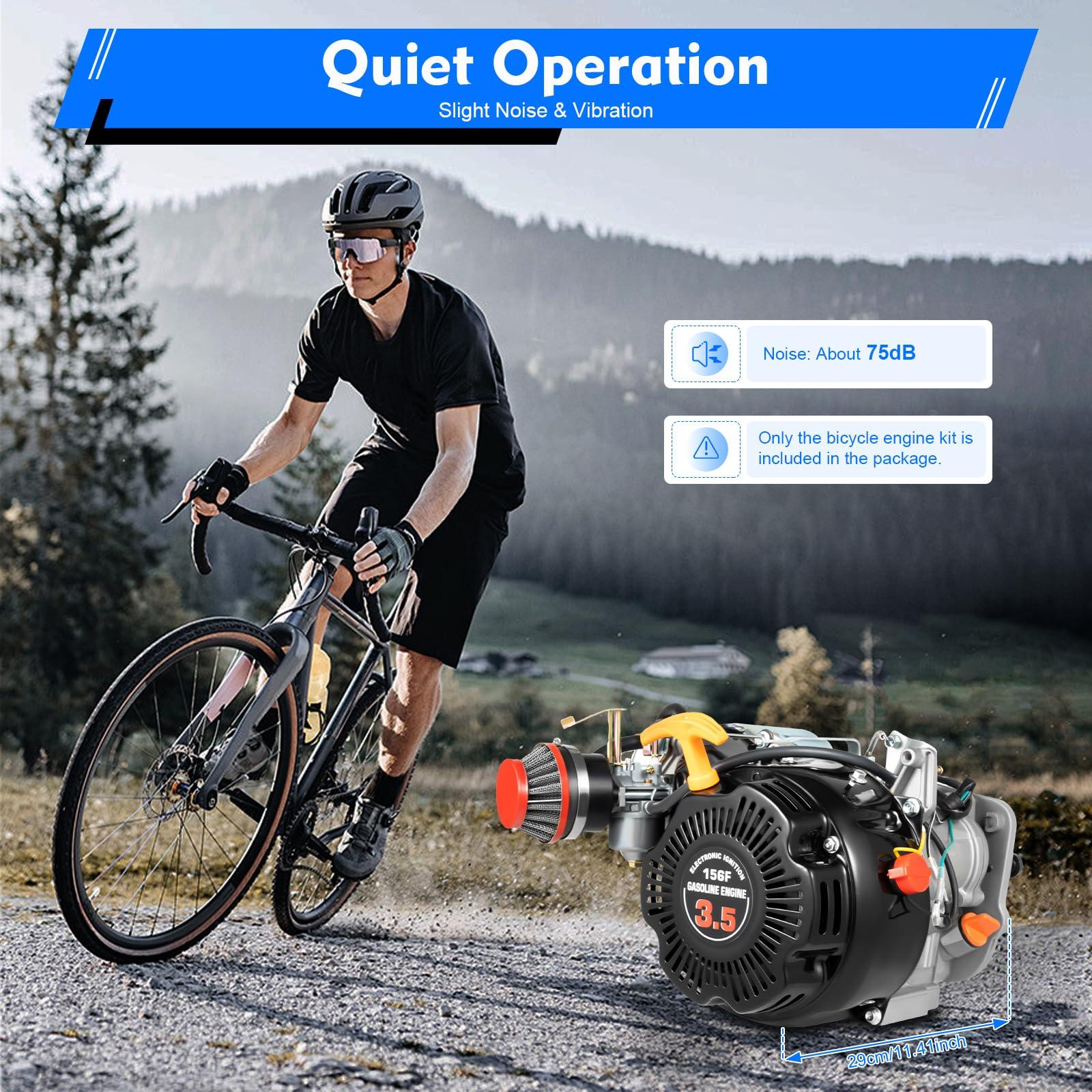 RibasuBB RibasuBB 100cc 4-Stroke Bicycle Gasoline Engine Air-Cooled Motor Chain Muffler Complete Assembly Gas Motorized Motor Kit for Motorized Bicycle 26-28inch Bikewith Belt