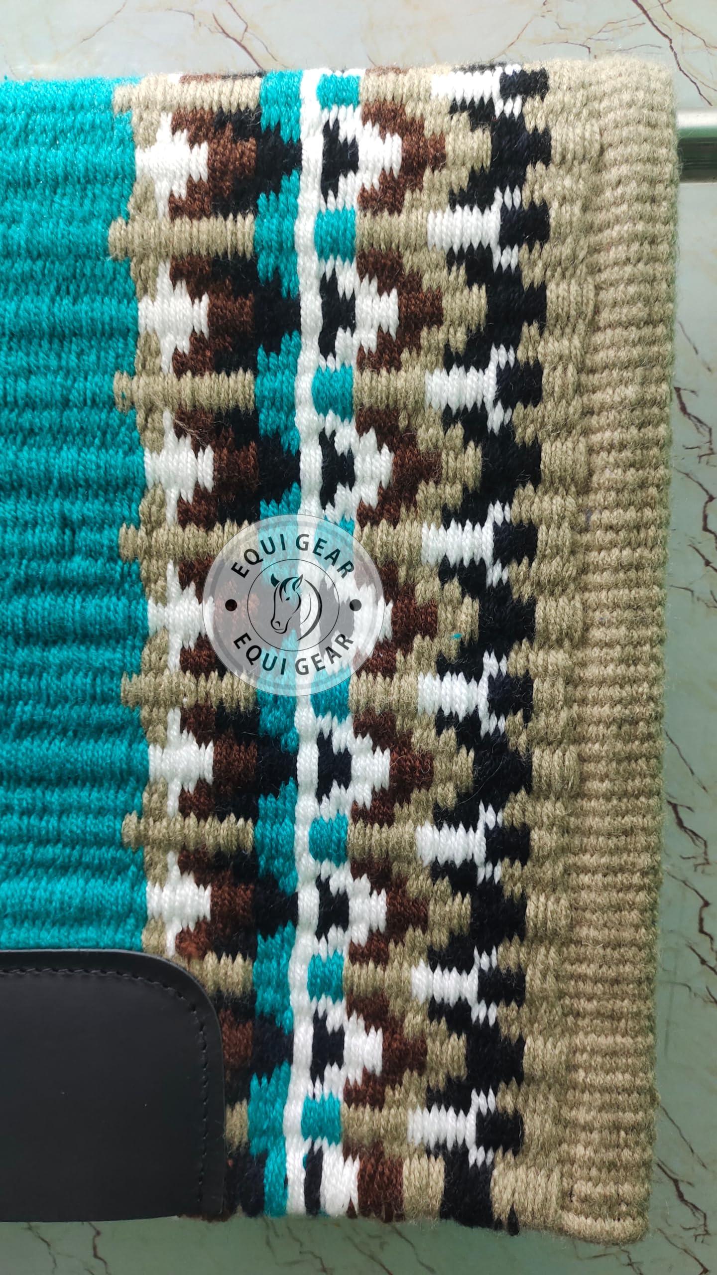 EQUIGEAR EQUIGEAR Western Ranch Horse Saddle Blanket New Zealand Wool Western Design Handmade Saddle Blanket Top Wool Pad Sensor Flex (Customization Available) ZB-077 (34" x 32")