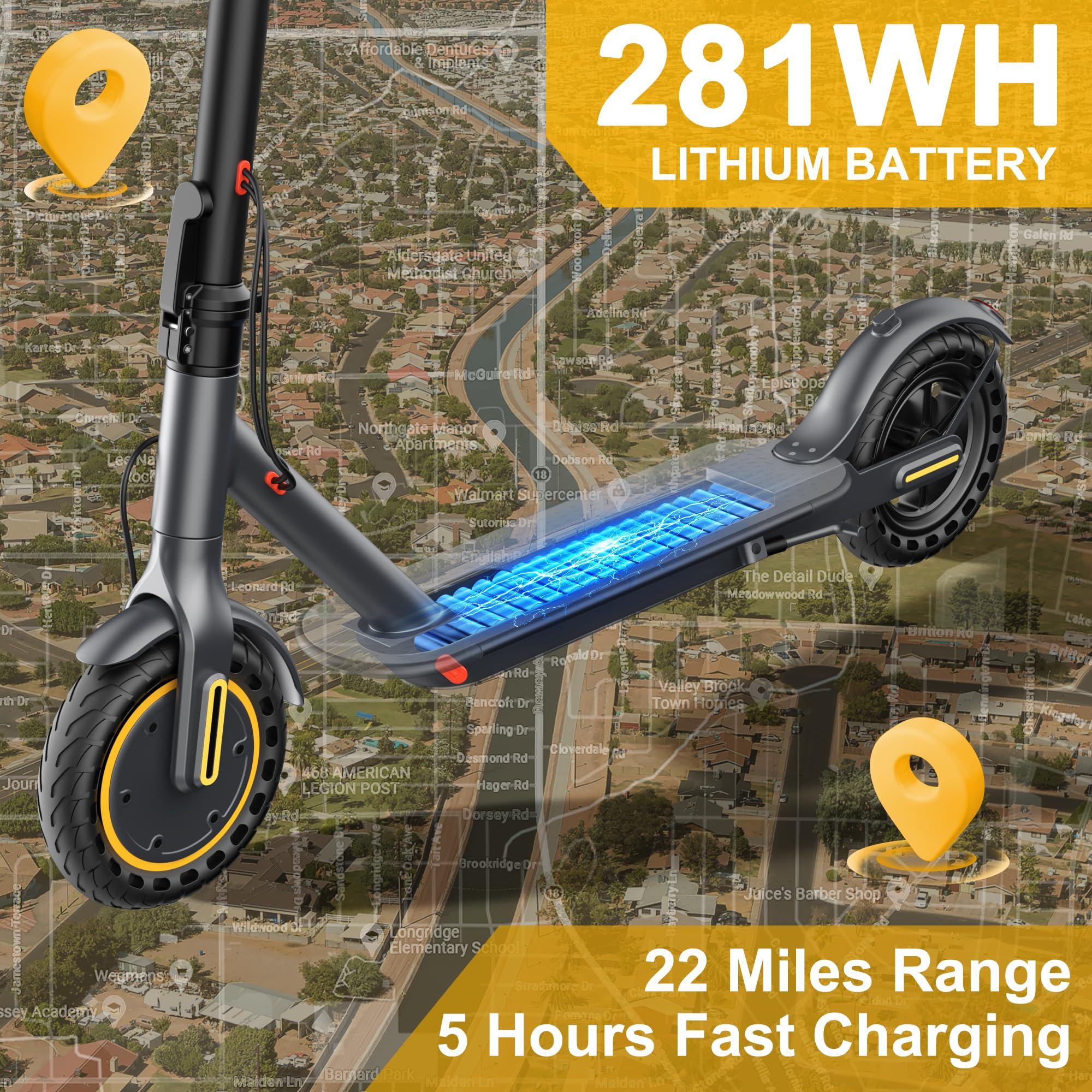 Qlaway Qlaway 8.5" Aluminum Alloy Frame E Scooter for Adults 20 MPH Sport Escooter 350W Motor, Electric Scooter Up to 22 Miles Range, Bearing 265 LBS/APP Control-Yellow