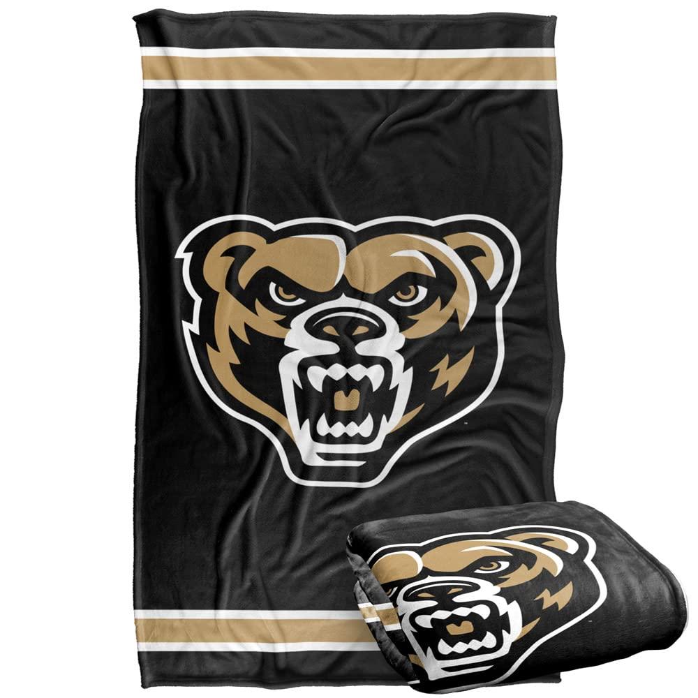 LOGOVISION Oakland University Golden Grizzlies Blanket, 36\"x58\", Primary Logo Stripes, Silky Touch Super Soft Throw