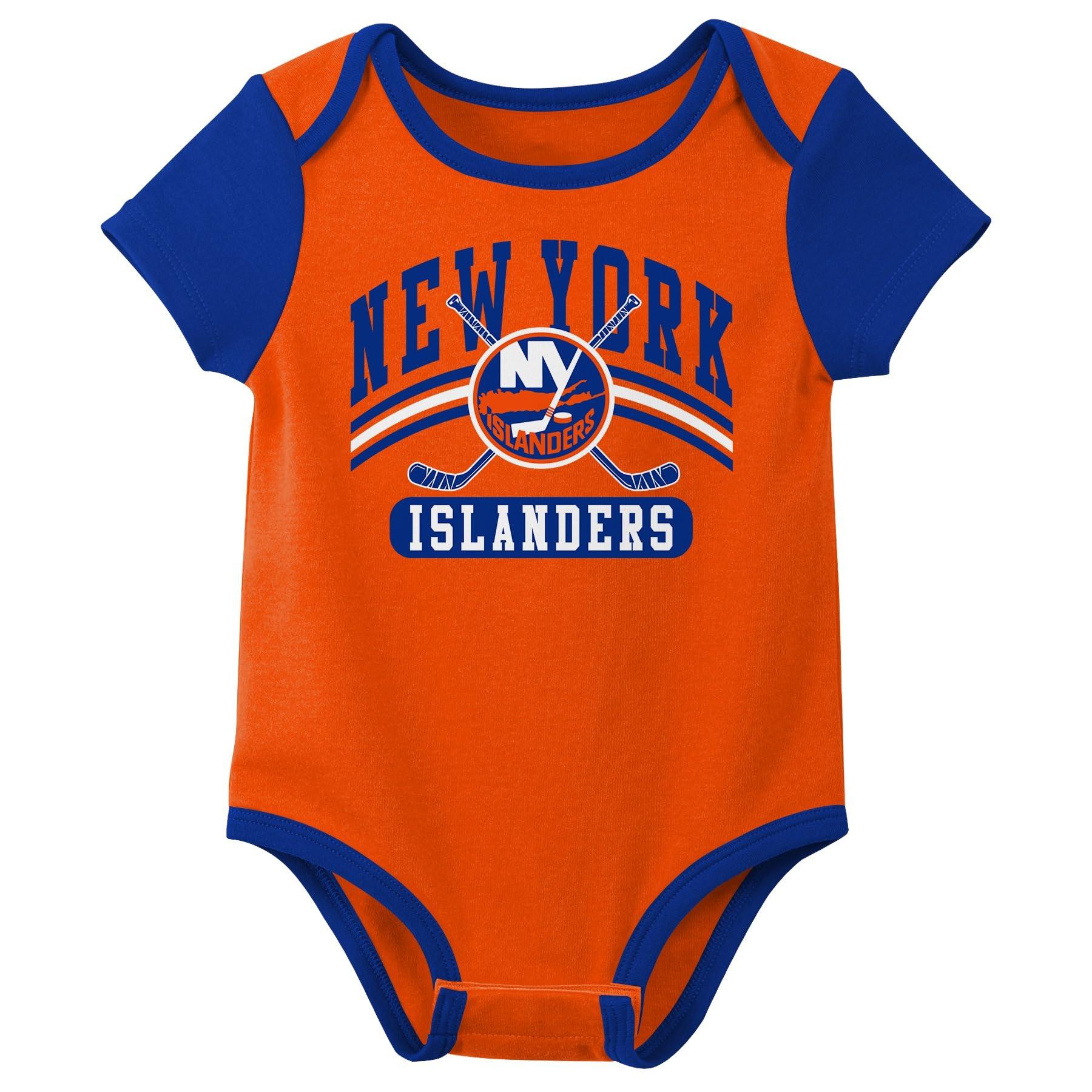 Outerstuff Outerstuff NHL Newborn Baby and Infant Short Sleeve Bodysuit Variety 3-Pack - New York Islanders, 3-6M