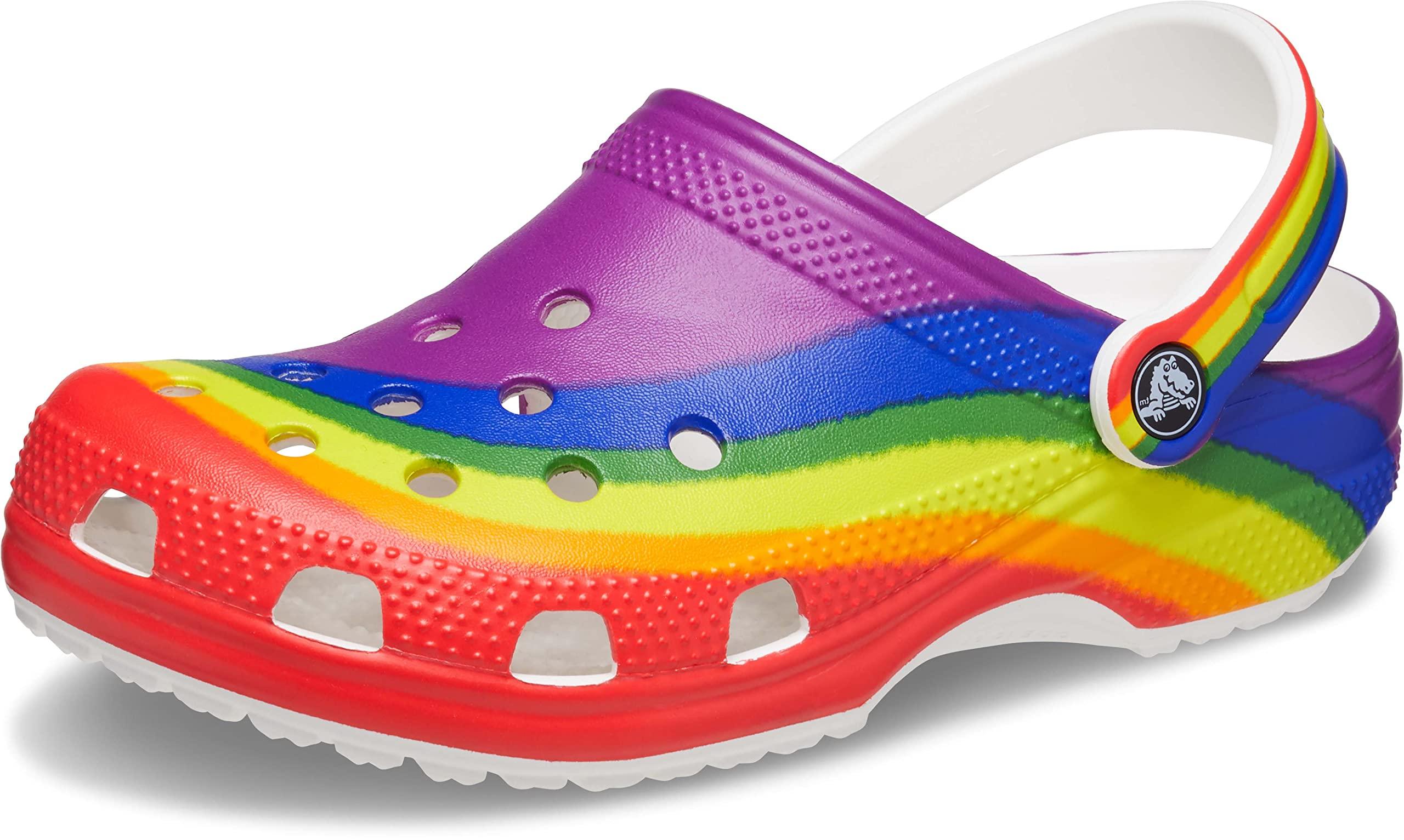 Crocs Crocs Unisex-Adult Classic Graphic Clogs, Rainbow, 14 Women/12 Men