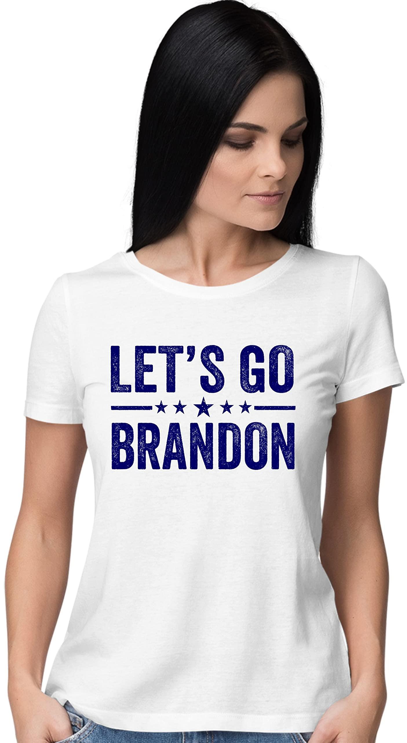 Go All Out X-Large White Women Classy Let's Go Brandon T-Shirt