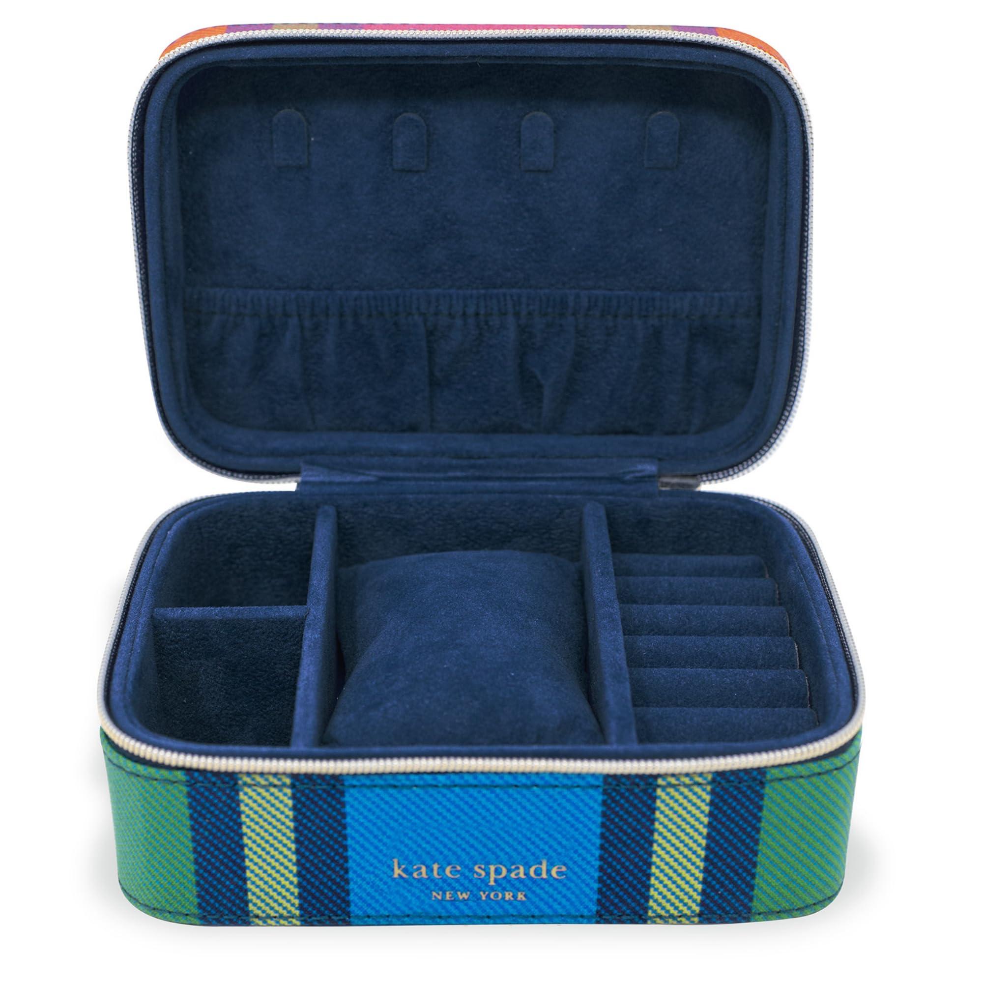 kate spade new york kate spade new york Black Travel Jewelry Case, Small Jewelry Box to Organize Rings, Necklaces, Earrings, Grand Plaid Duo