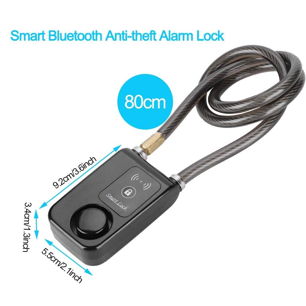 Dioche Security Lock, Combination Locks Cable Lock Secure Smart Keyless Anti-Theft Bluetooth Cable Lock, 80cm Lock Cable Waterproof 110dB Wire Rope Alarm Lock