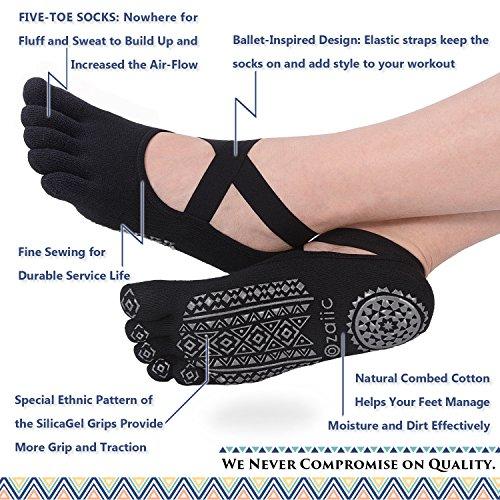 Ozaiic Ozaiic Yoga Socks for Women with Grips, Non-Slip Five Toe Socks for Pilates, Barre, Ballet, Fitness