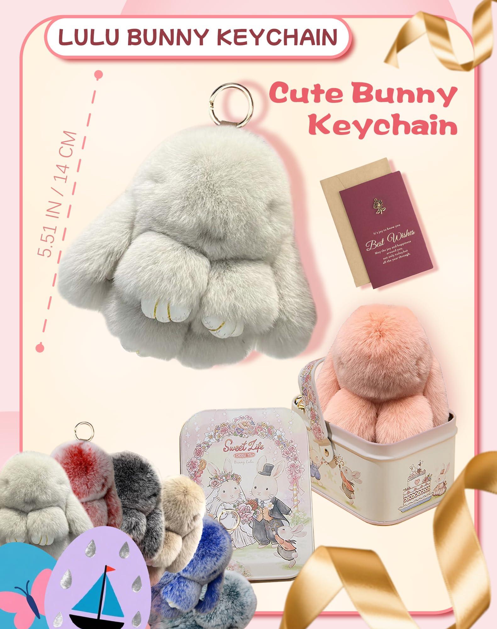 Baaop Original Bunny Lulu Official, Spooky Bunny Lulu Keychain, Halloween BunnyLulu Keychain Handmade Soft Bunny with Tin Box (K)