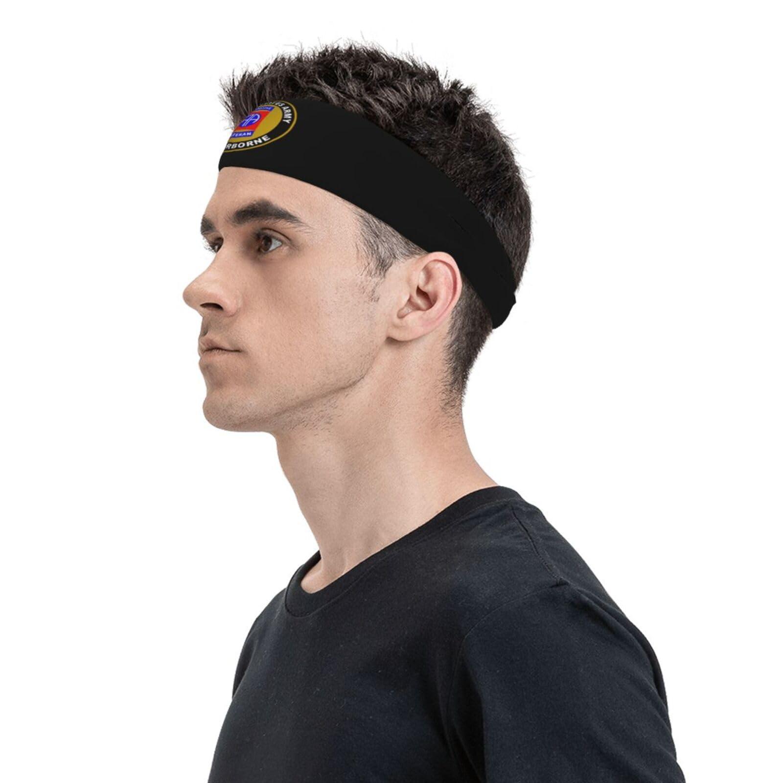 Tavos Army Veteran 82nd Airborne Sports Sweatband Headband for Men - for Tennis, Basketball, Running, Gym, Working Out