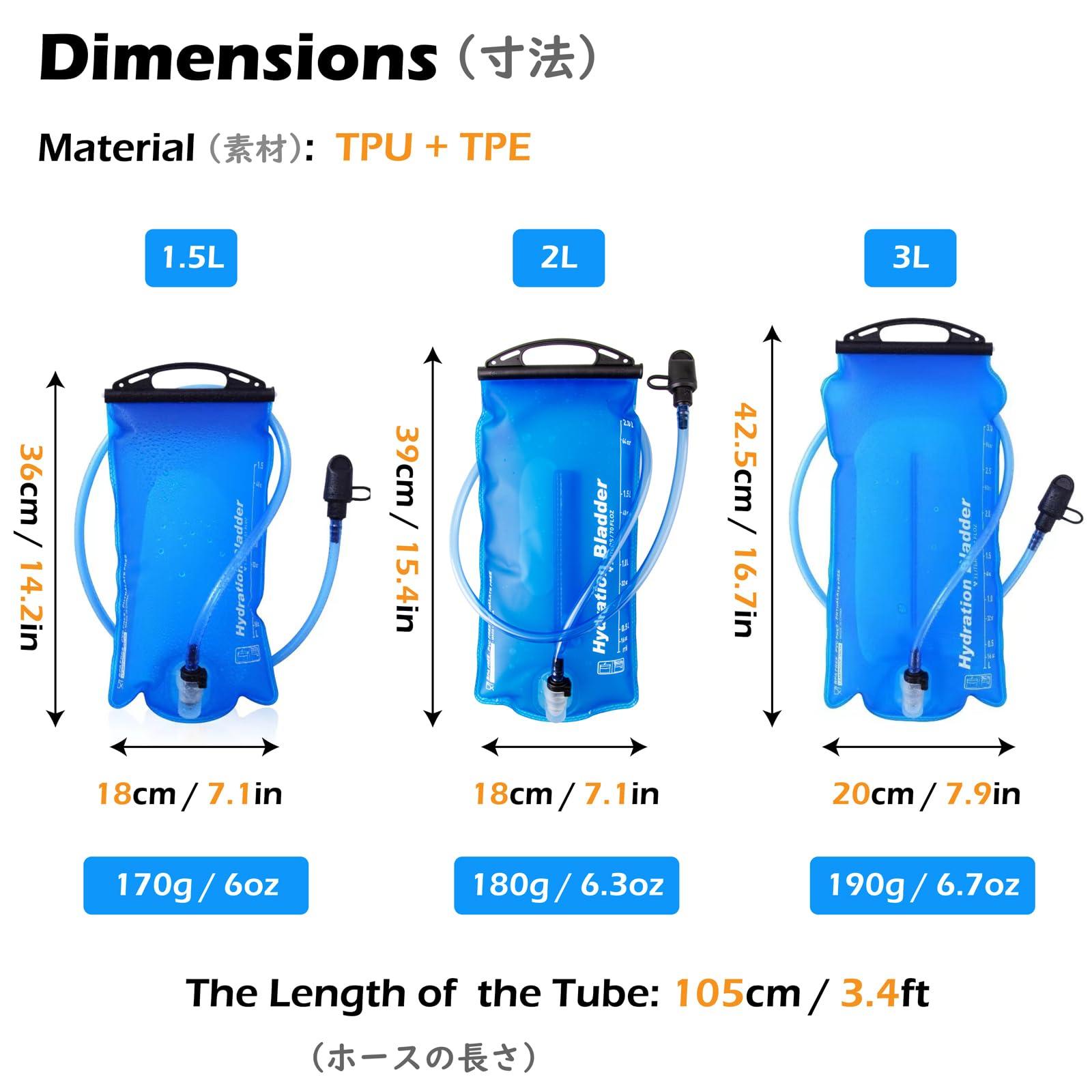 TRIWONDER TRIWONDER Hydration Bladder Water Reservoir 1.5 Liter 2L 3L BPA Free for Running Cycling Hiking Camping Backpack (1.5L)