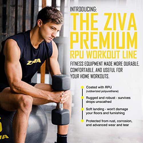 ZIVA ZIVA Performance RPU Hex Dumbbells Solid Steel Core, Premium Urethane Rubber Encasing, Corrosion Resistant - Commercial Grade for Rigorous Exercise, Strength Training - Pair of Two Dumbbell, 45 lb.