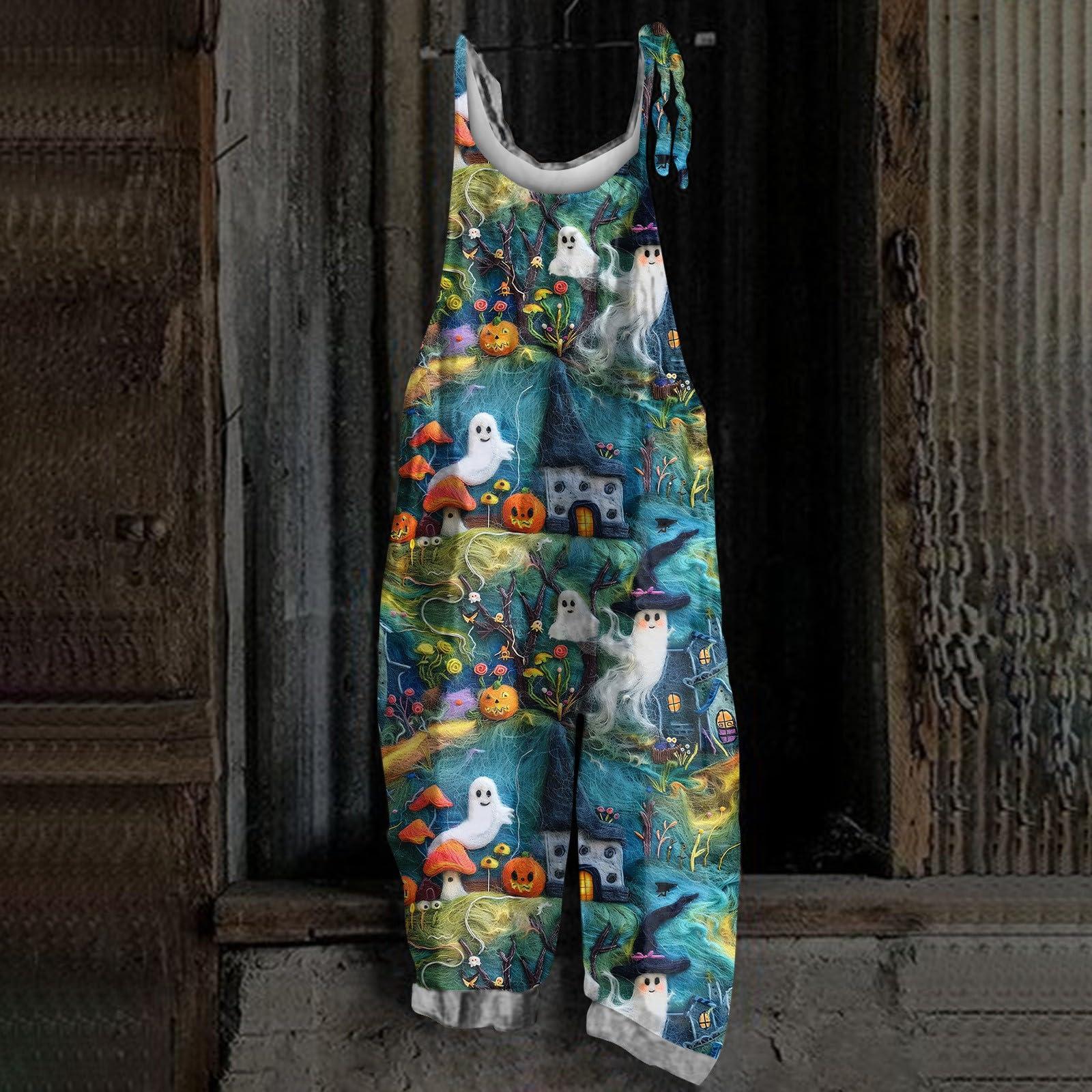 NineFit Basics Halloween Jumper Halloween Jumpers Halloween Jumper Women Halloween Print Jumper Halloween Overalls For Women Halloween Jumpsuits For Women Halloween Romper Women Halloween Pants Women greens
