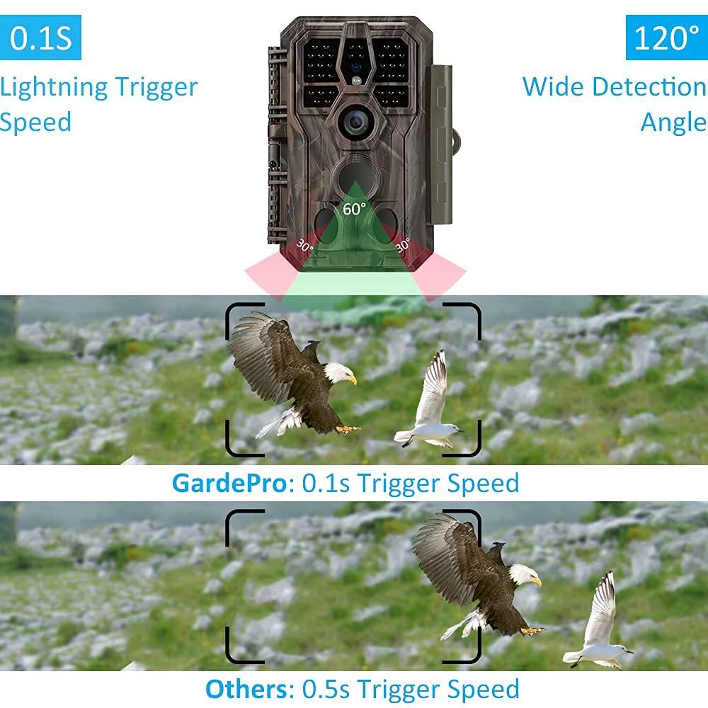 GardePro GardePro E5 Trail Camera, 48MP 1296p, Game Camera with Ultra Fast 0.1s Motion Activated, 100ft Night Vision, 90ft Detection Distance for Outdoor Wildlife Scouting, Hunting, Camo