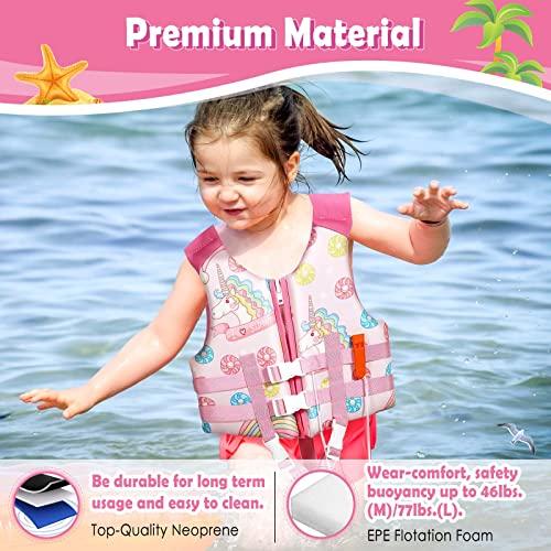 HeySplash HeySplash Toddler Swim Vest, Kids Floaties Swimming Jacket, Jumper Swimsuit with Adjustable Strap, Float Puddle Vest, Buoyancy Swimwear for Girls and Boys Aged 3-6 Years / 30-50lbs, Pink