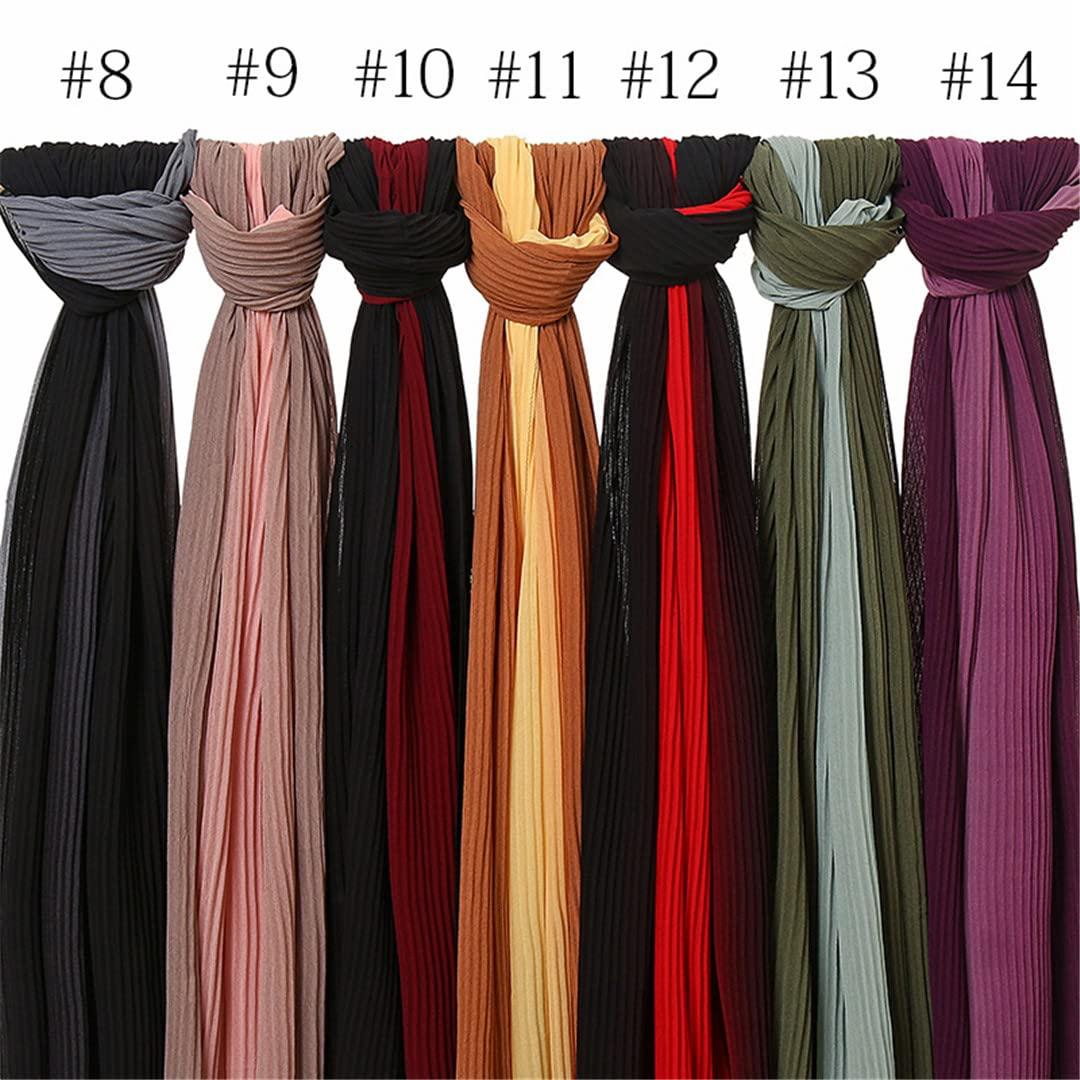 Hcclijo Hcclijo Colors Ombre Gradient Crinkle Chiffon Hijabs Scarf Pleated Hijabs Shawls Muslim Wraps Turbands Foluard 1PC Retail 11