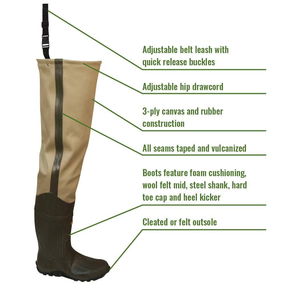 FROGG TOGGS FROGG TOGGS Bull Frogg 3-ply PVC Canvas Bootfoot Hip Wader, Cleated or Felt