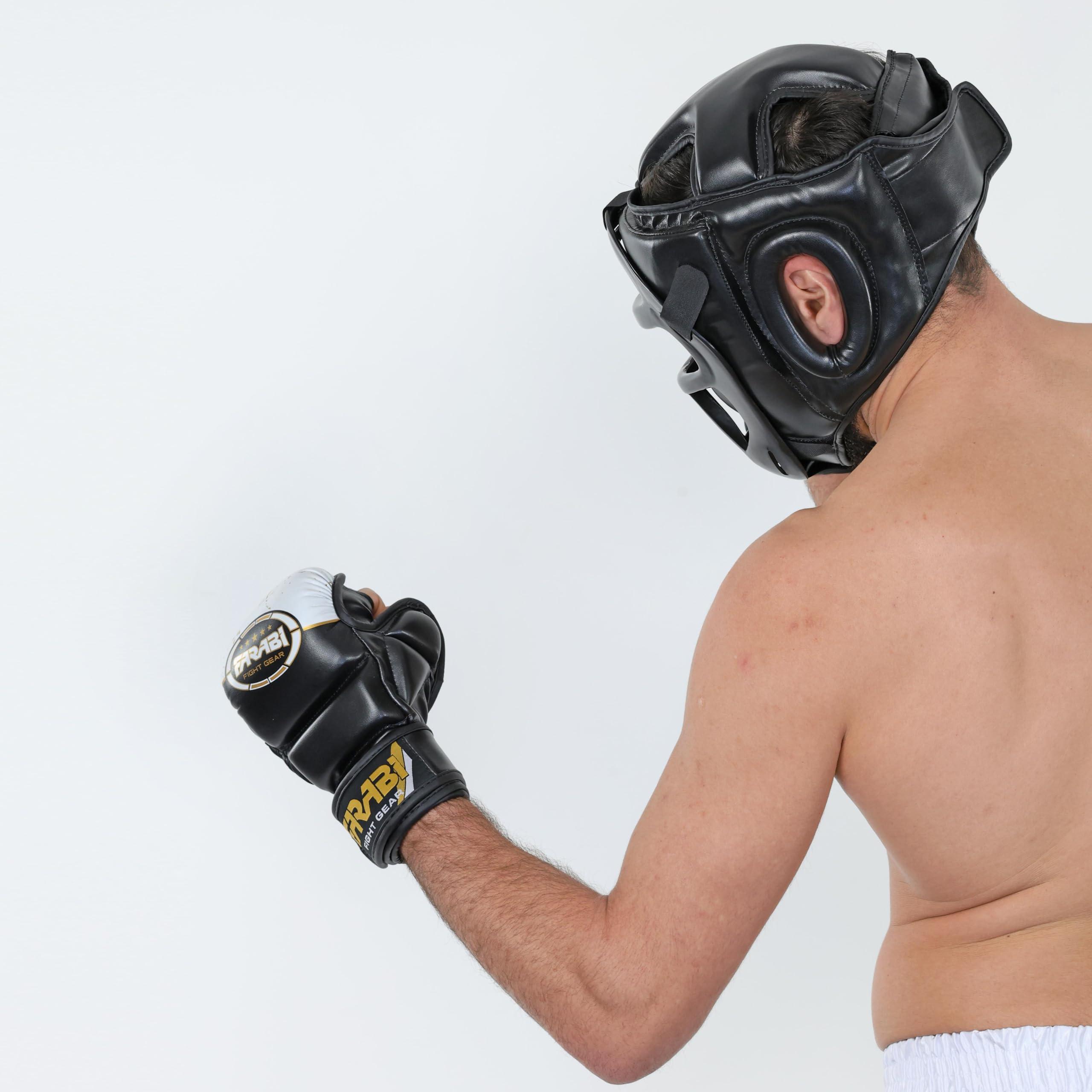 Farabi Sports Farabi Sports Boxing Headgear Grill Head Guard MMA Training Kickboxing Sparring Gear Removable Front Bar Gril (Black, X-Large)