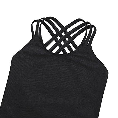 CHICTRY CHICTRY Girl\'s Children\'s Solid-Color Sleeveless Unitard Strappy Back Gymnastics Athletic Dance Bodysuit Clothes Black 5-6