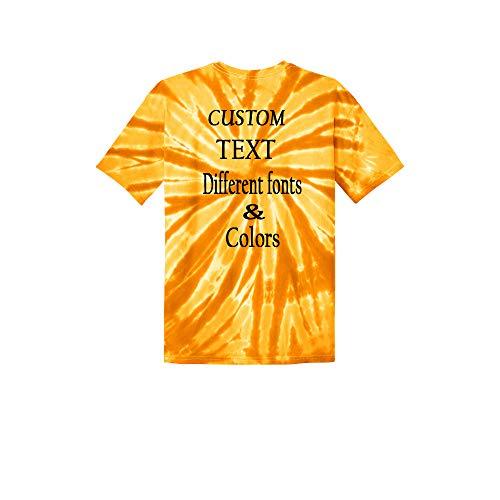 Just Customized Customized Tie Dye T-Shirt for Adults Personalize with Your Any Custom Text Gold