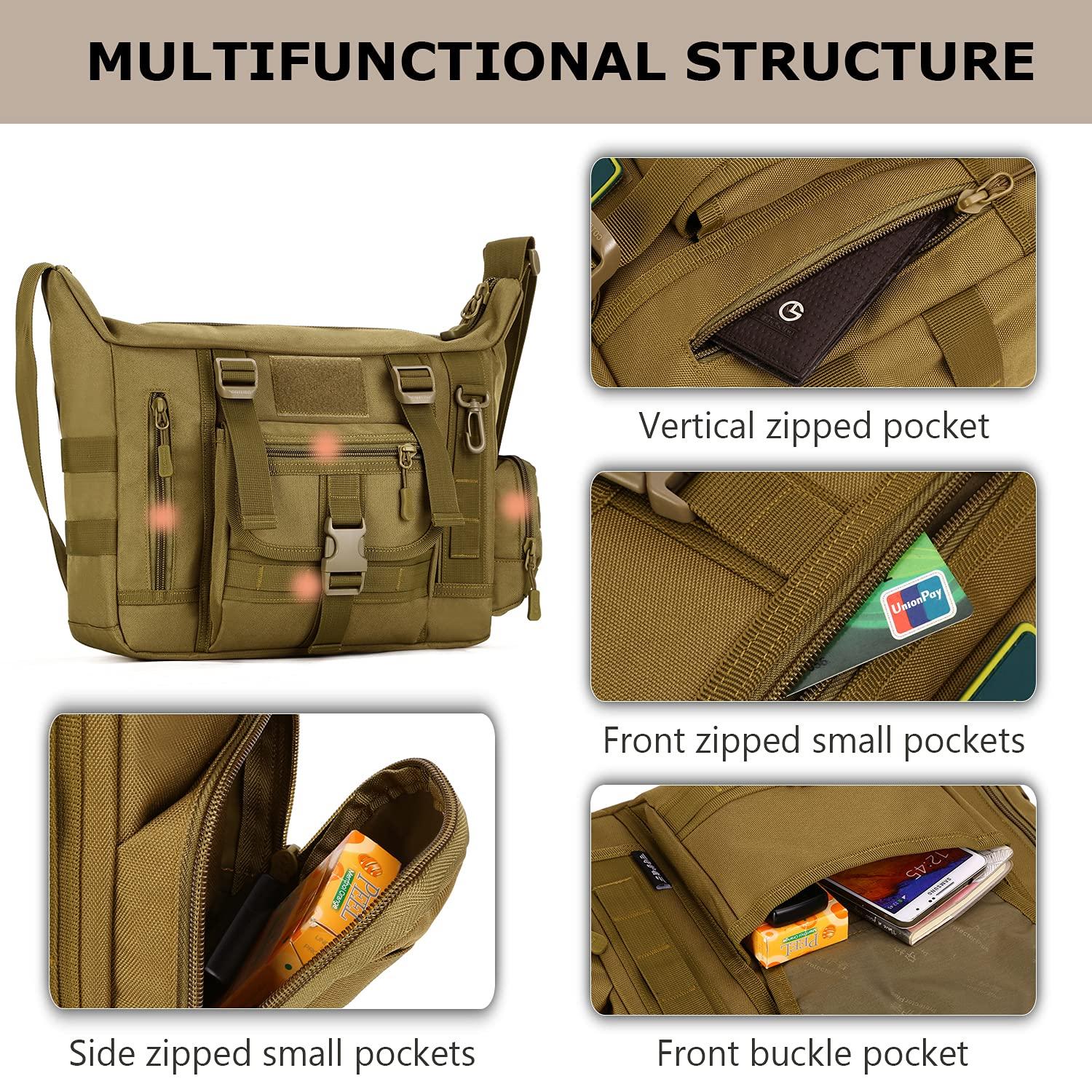 SunForMorning SunForMorning Tactical Messenger Bag Military Molle Briefcase Crossbody Shoulder Bags for Working Cycling Hunting Camping, Black Camo