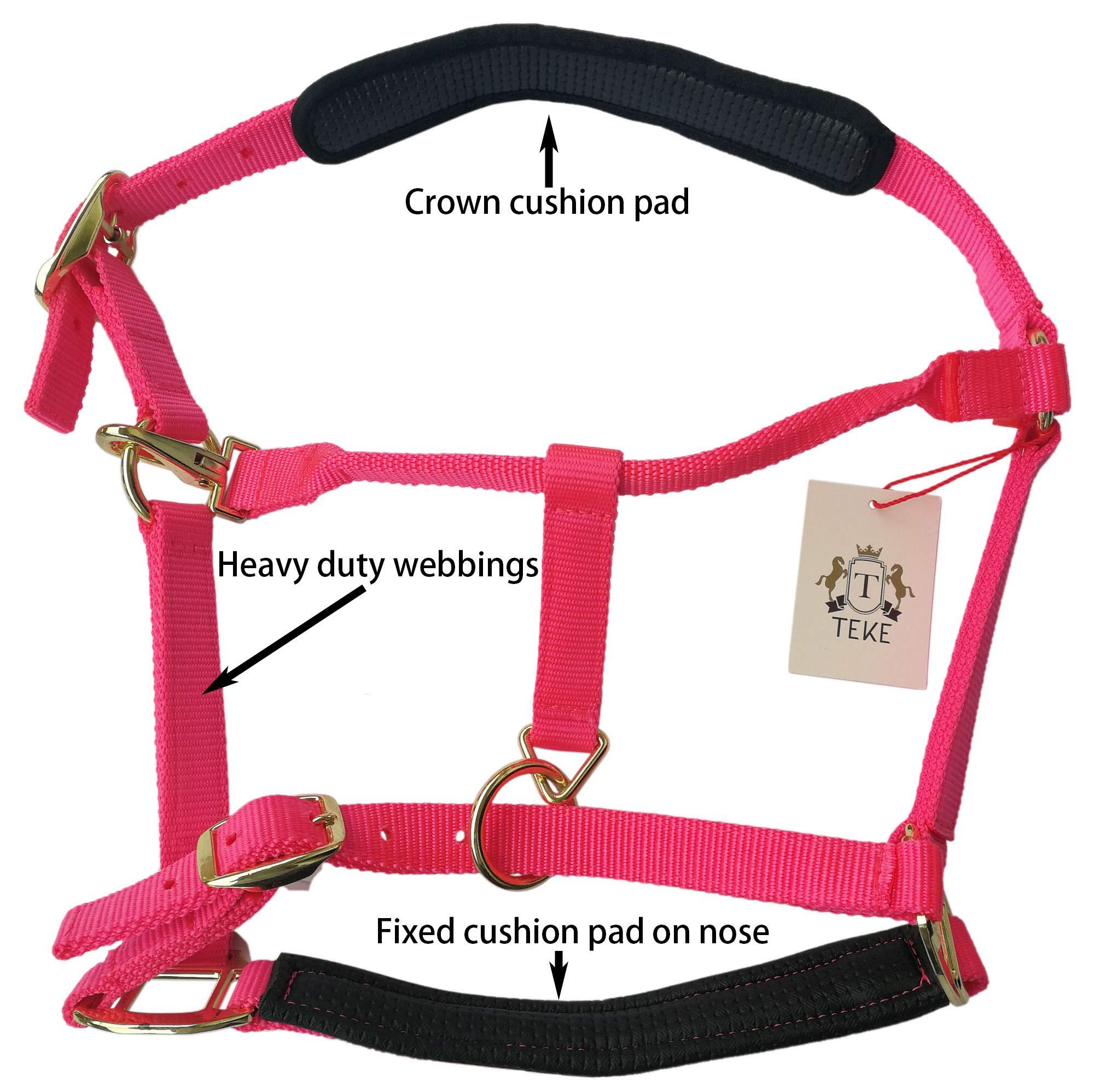 T TEKE T TEKE Adjustable Horse Halters by Heavy Duty Soft Nylon, Padded with Anti-rubbing Waffle Neoprene on Both Crown & Nose