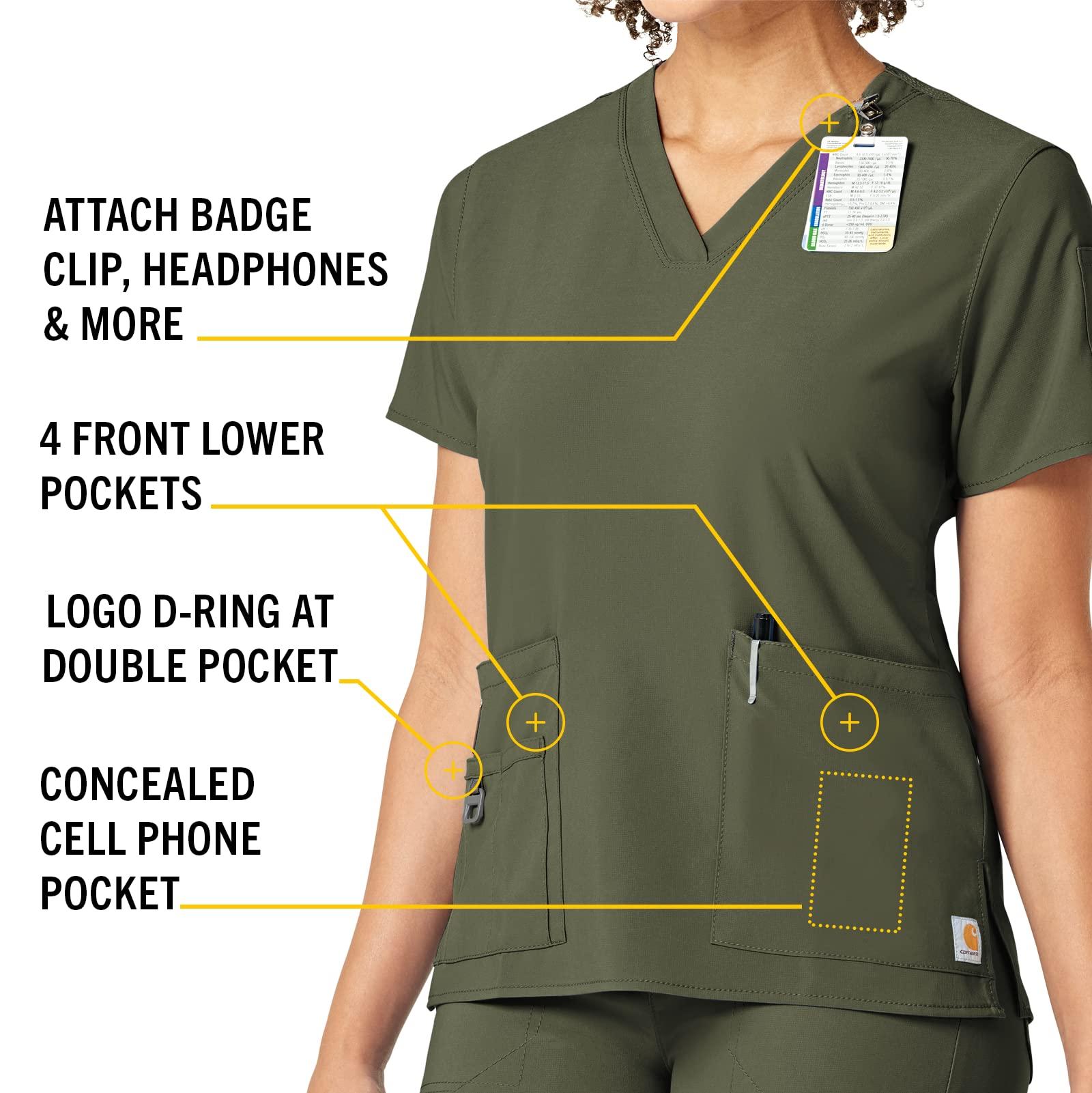 Carhartt Carhartt Scrubs C12110 Women's Force Cross-Flex V-Neck Media Scrub Top - 2X-Large Regular - Basil