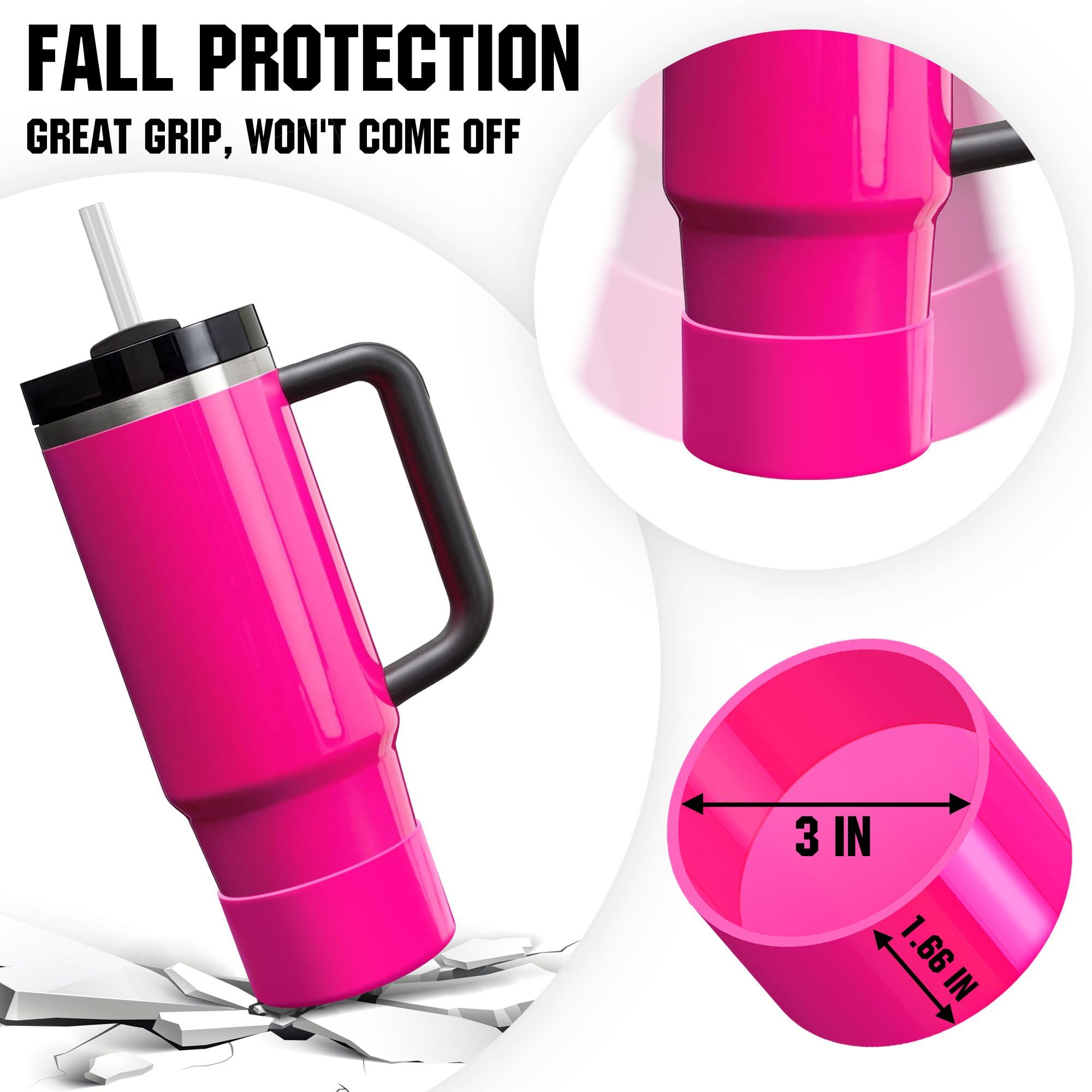 NBOOCUP Neon Protective Silicone Boot for Stanley Cup 20-40oz, Hydro Flask 12-24oz & Simple Modern 20-40oz, Antislip Sleeve Cover Neon for More Tumblers & Water Bottles with 2.8-2.95" Base, Electric Pink