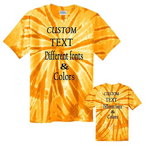 Just Customized Customized Tie Dye T-Shirt for Adults Personalize with Your Any Custom Text Gold