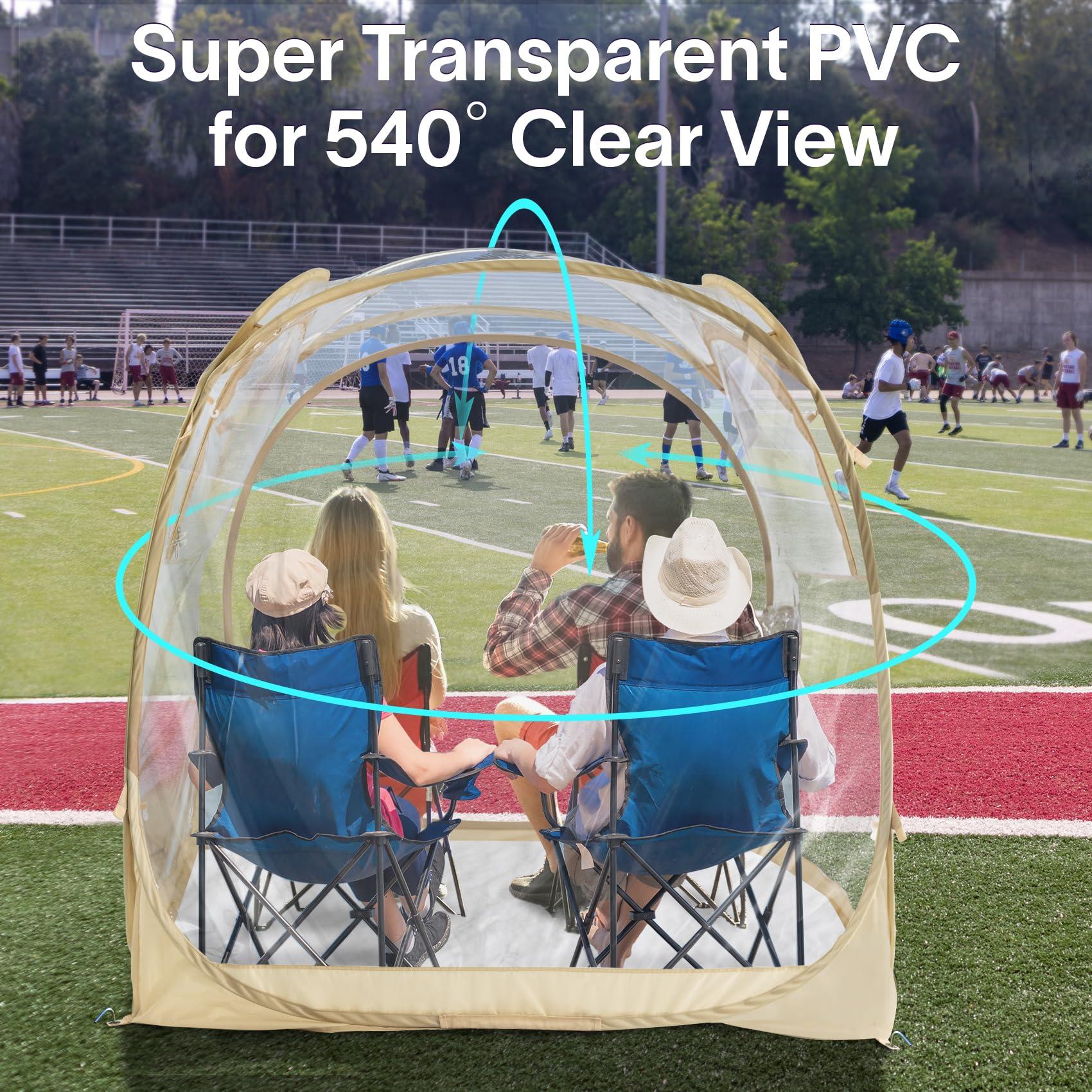 PrivatePod EighteenTek Pod All Weather Sports Tent with Sealed Floor - Instant Tent Shelter - Outdoor Bubble Tent 1-6 Person - Rain Tent Camping Sun Shelter Pop Up - Clear, Patent Pending Protected Design